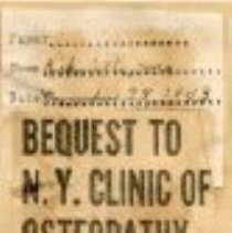 Bequest to N.Y. Clinic of Osteopathy