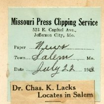 Dr. Charles Lacks Locates in Salem