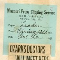 Ozarks Doctors Will Meet Here