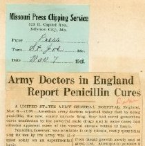 Army Doctors in England Report Penicillin Cures