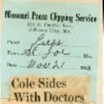 Cole Sides With Doctors Against Bill