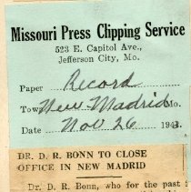 New Madrid Office Closed