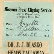 Dr. Blasko Heads Callaway Medical Society