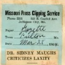 Dr. Sidney Maughs Criticizes Laxity