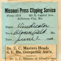 Dr. E. C. Masters Head S.E.Mo. Osteopathic Association