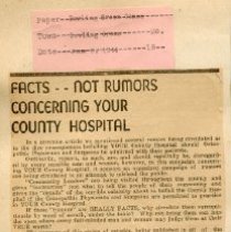 Facts -- Not Rumors Concerning Your County Hospital