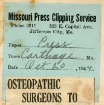Osteopathic Surgeons to Joplin in 1945