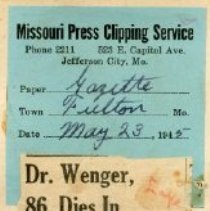 Dr. Wenger, 86, Dies in Denver, Colo.