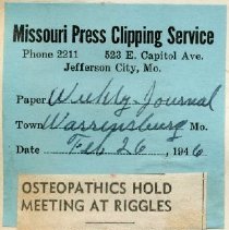 Osteopathics Hold Meeting at Riggles