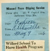 Willard School to Have Health Program