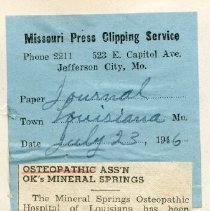 Osteopathic Association Ok’s Mineral Springs