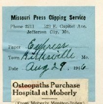 Osteopaths Purchase Hospital at Moberly
