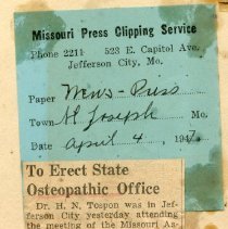 To Erect State Osteopathic Office