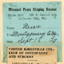 Visited Kirksville College of Osteopathy and Surgery