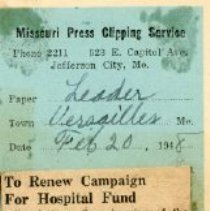 To Renew Campaign for Hospital Fund