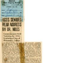 KCOS Seniors to Hear S. B. Niles of Iowa