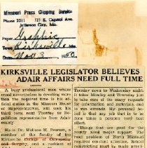 Kirksville Legislator Believes Adair Affairs Need Full Time