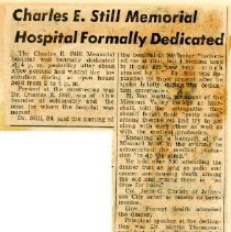 Charles E. Still Memorial Hospital Formally Dedicated