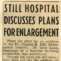 Still Hospital Discusses Plans for Enlargement