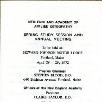 New England Academy of Applied Osteopathy Meeting Program