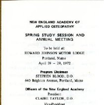 New England Academy of Applied Osteopathy Meeting Program