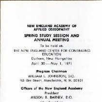 New England Academy of Applied Osteopathy Meeting Program