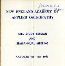 New England Academy of Applied Osteopathy Meeting Program