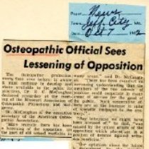 Osteopathic Official Sees Lessening of Opposition