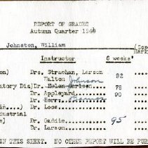 William Johnston Report Card