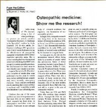 Osteopathic Medicine: Show Me the Research