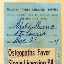 Osteopaths Favor Single Licensing Bill