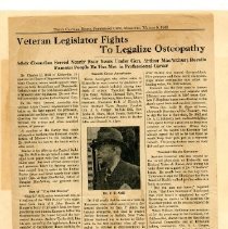 Veteran Legislator Fights to Legalize Osteopathy