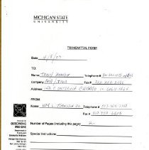 Fax Transmittal to Tracy Bennett from William Johnston