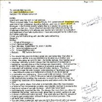 Email letter to William Johnston from Michael Seffinger