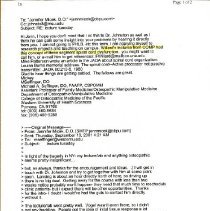 Email Correspondence between Jennifer Micek and Michael Seffinger