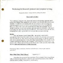 Workshop in Research Protocol and Proposal Writing