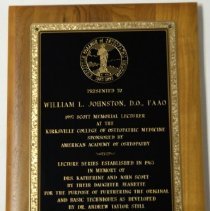 Scott Memorial Lecture Plaque