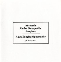 Research Under Osteopathic Auspices: A Challenging Opportunity