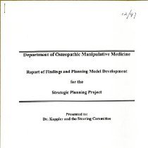 Report of Findings and Planning Model Development for the Strategic Plannin