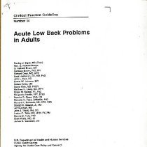 Acute Low Back Problems in Adults