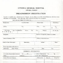 Ottawa General Hospital Preadmission Registration Form