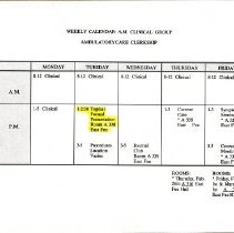 Ambulatory Care Program Weekly Calendar