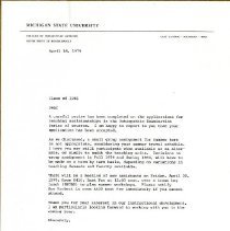 Letter to Class of 1981 from William Johnston