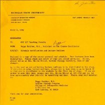 Memorandum to OST 557 Faculty from Peggy Dutcher