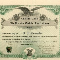 McManis Table Technique Certificate