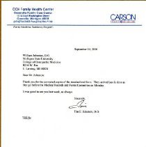 Letter to William Johnston from Tim Eckstein