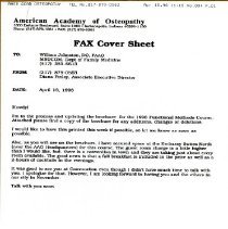 Letter to William Johnston from Diana Finley