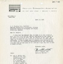 Letter to J. S. Denslow from True Eveleth