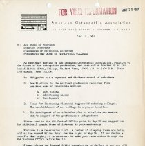 Letter to Osteopathic Societies and Colleges from Roy Harvey