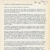 Letter to Members of the California Osteopathic Association from Harold Edw